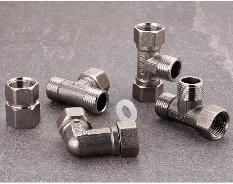 304不锈钢活接三通接头热水器双内丝外丝直接4分活结弯头水管配件4分