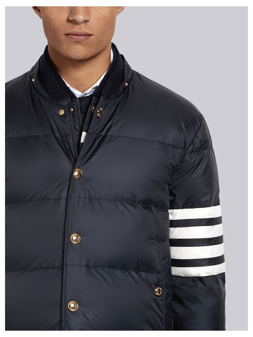 thombrowne汤姆布朗男士尼龙条纹外套连帽羽绒服mod041x05411415深