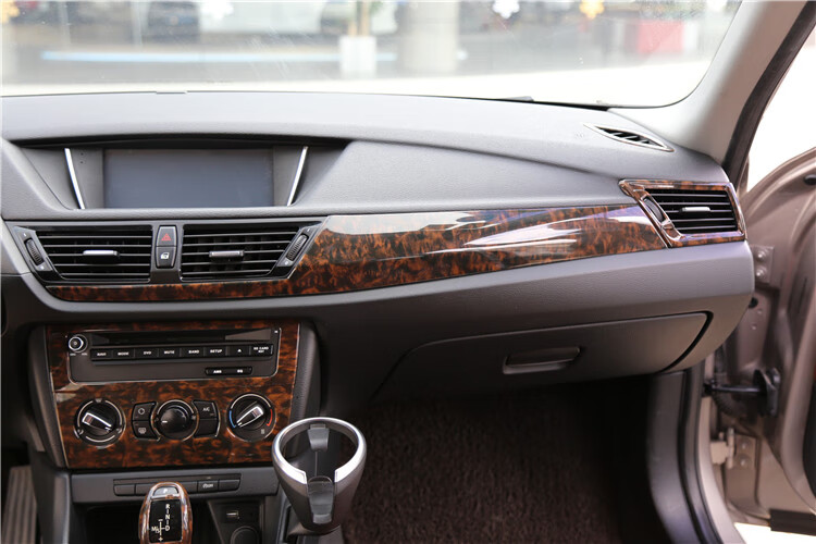 适用于1215款宝马x1桃木内饰改装中控排挡门扶手防刮亮片档把头1件