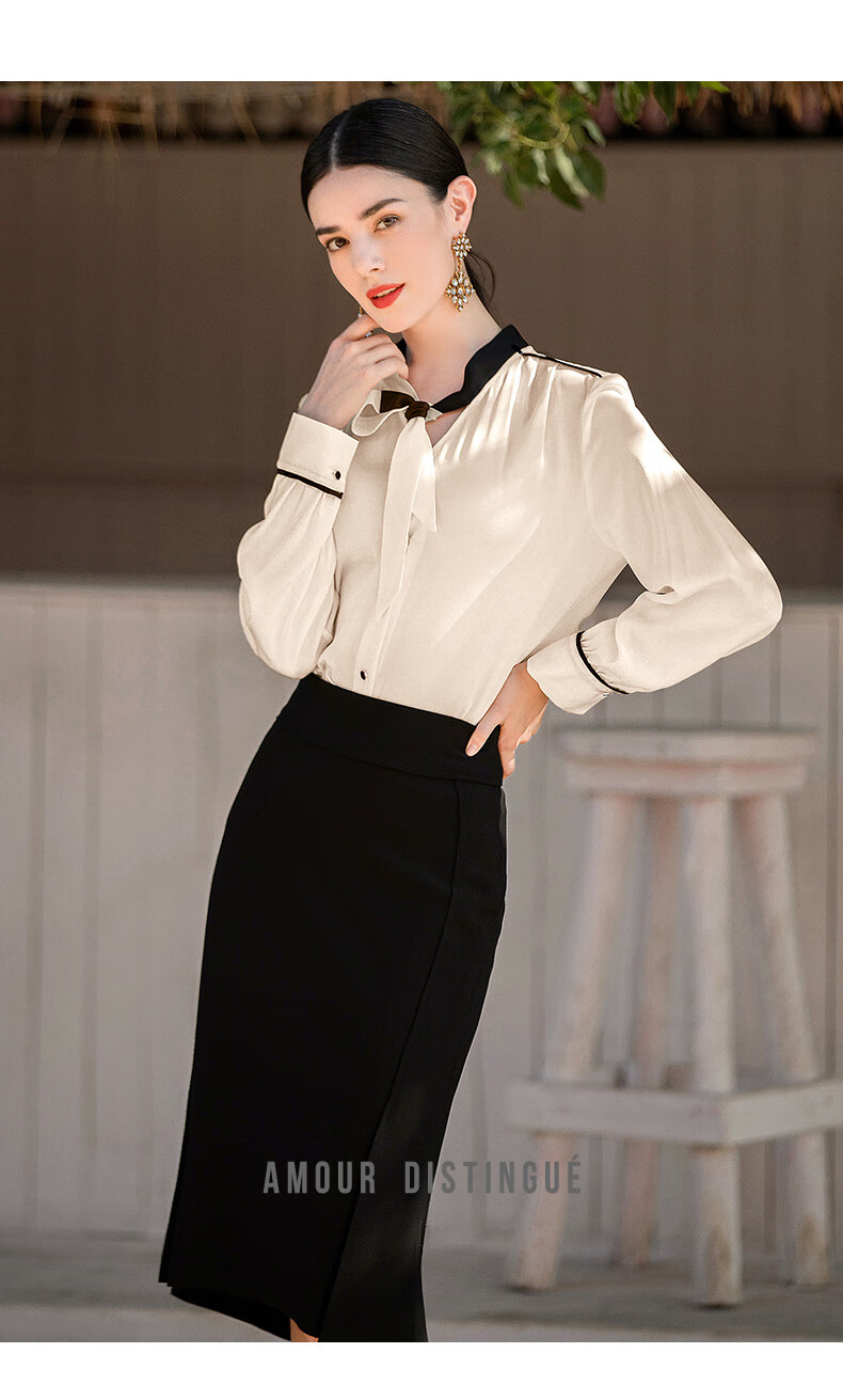 ad简约女士白衬衫气质职业装办公室秘书套装上班正装正式场合套裙衬衫