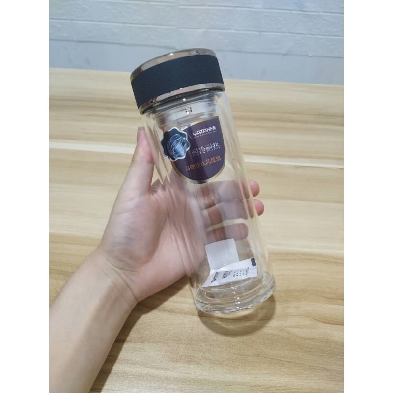 亚泰玻璃杯双层玻璃杯隔温泡茶大容量加厚耐热便携过滤网杯盖水杯 新