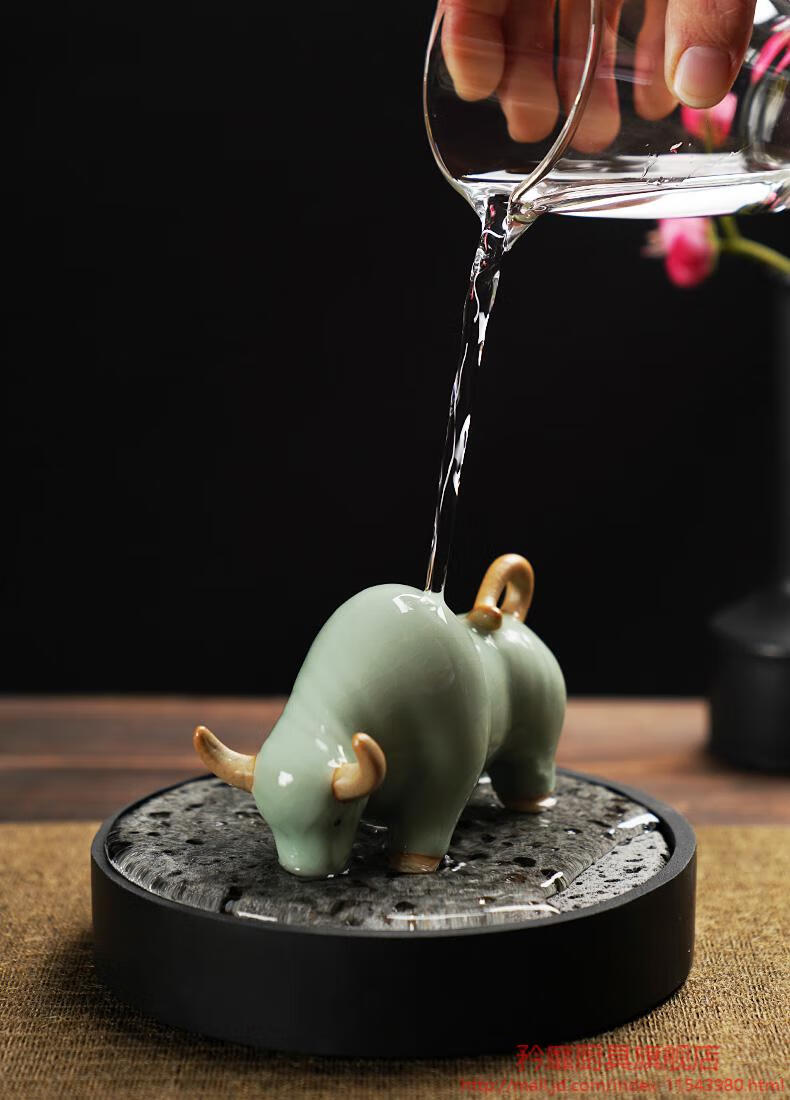 程青感60生态矜靡茶台摆件牛转乾坤紫砂牛茶宠茶玩可养茶桌装饰小