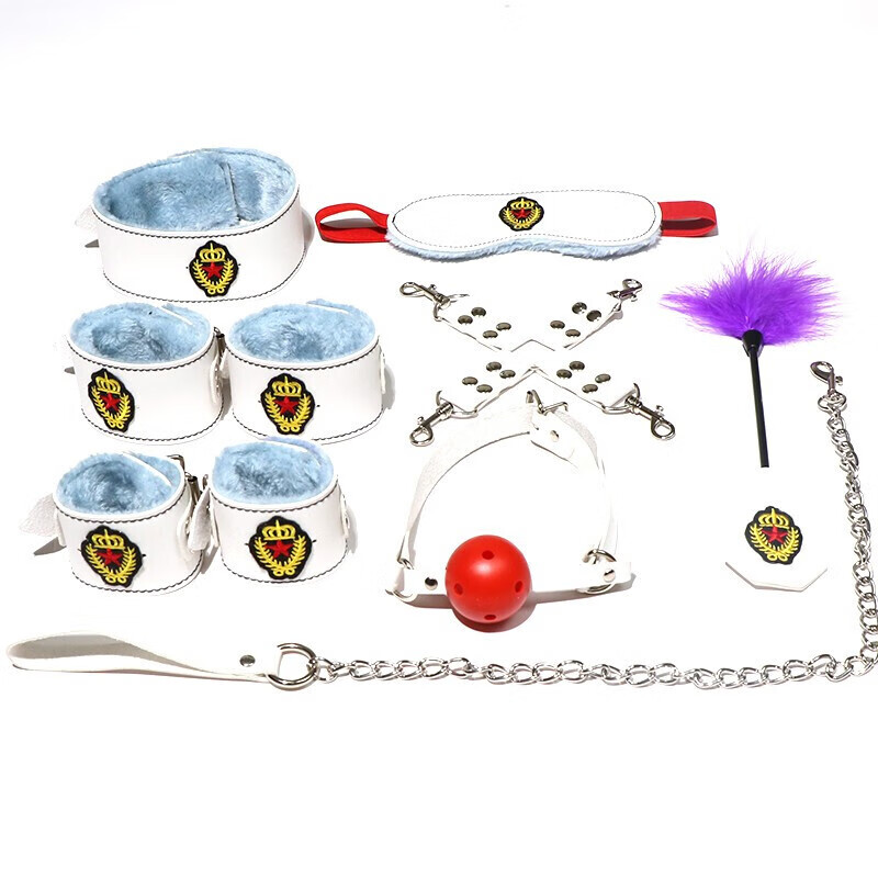 京选推荐手铐脚铐口塞皮鞭器具套装八件套成人玩具八
