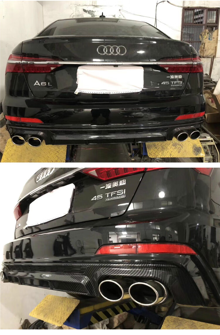适用于 适用于12-21款奥迪a6l改装s6四出后唇尾喉排气 升级rs6后尾唇