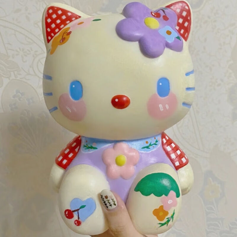 彩绘kt猫上色搪胶陶瓷儿童diy手工玩具白胚模具批发hellokittykt猫3