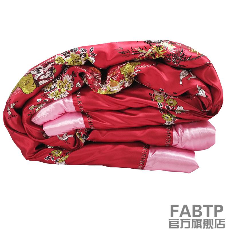 棉花被定制古代绸缎被子婚庆喜被大红龙凤泥金十美图1802008斤棉花