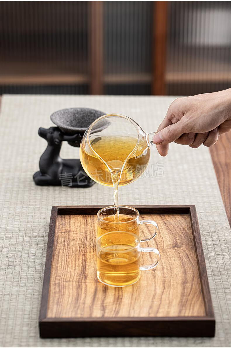 京选品质分茶杯公道杯泡茶神器玻璃公道杯懒人过滤冲茶无孔茶漏麋鹿分