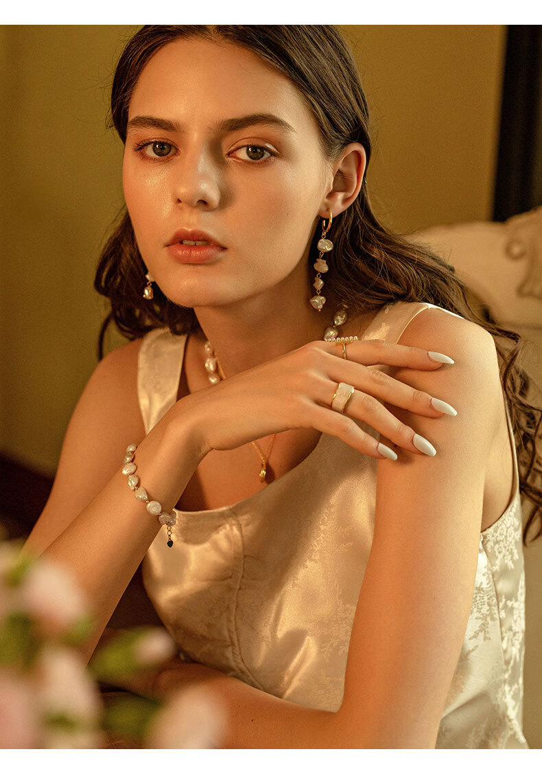 巴洛克vintage珍珠手链女ins轻奢复古感法式定制生日纪念日礼物耳环