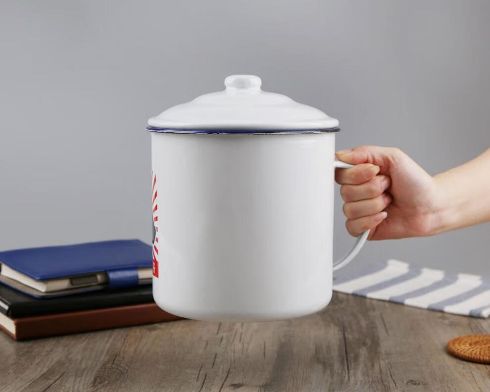 大茶缸子特大号超大怀旧老式搪瓷茶杯水杯经典语录铁茶缸子可印字印