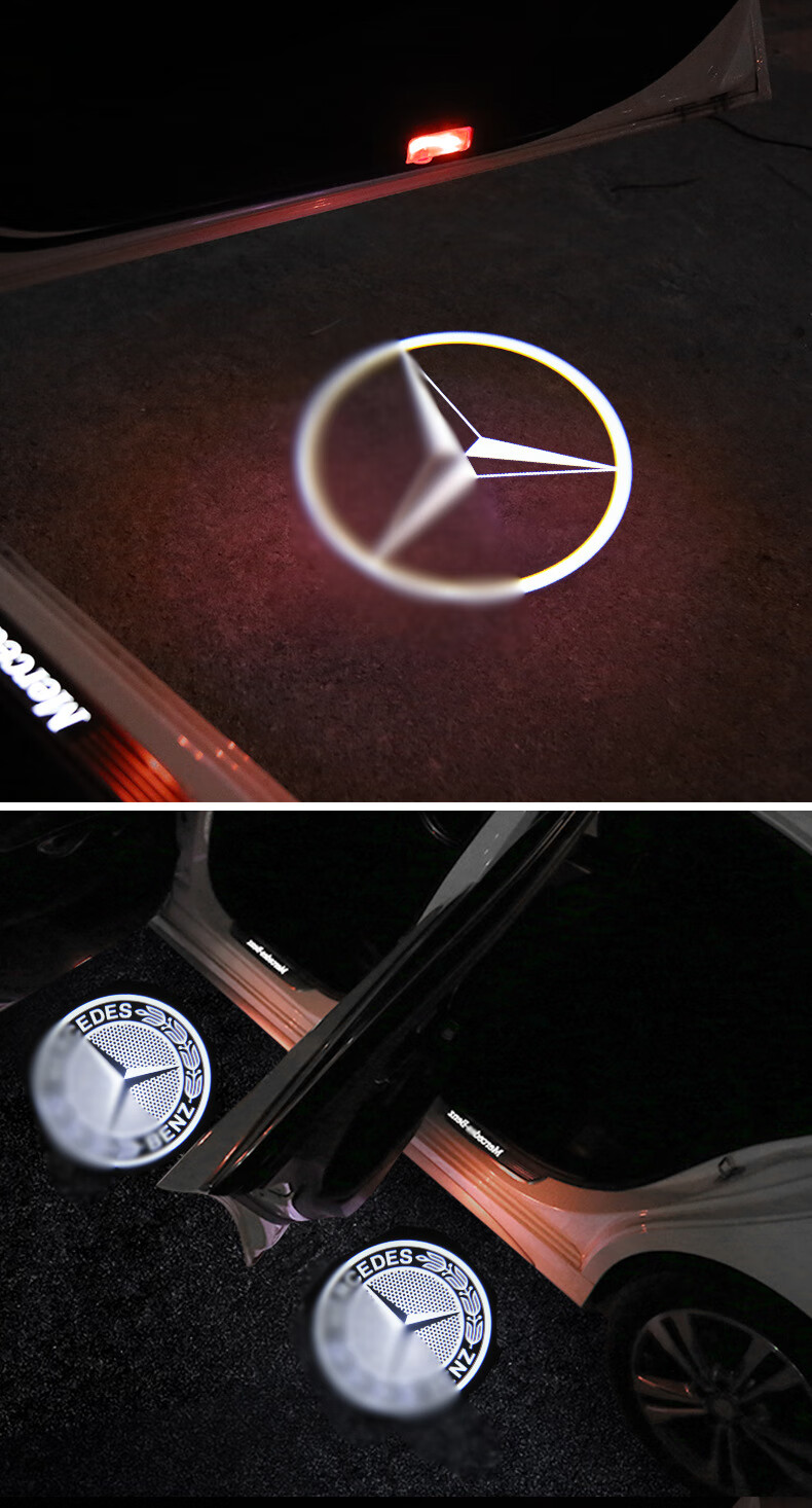适用奔驰amg迎宾灯a45 a35l c43/63 glc43 gla45 gle43改装车门镭射灯