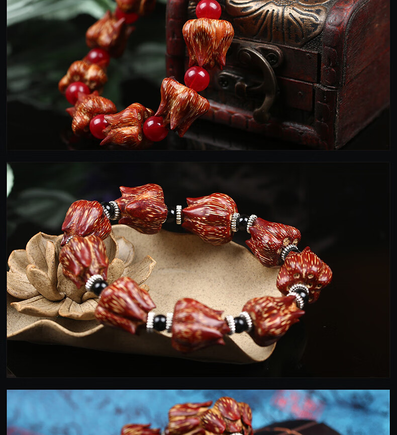 珍韵缘保真滴血莲花菩提莲子文玩手串手持菩提籽收藏礼品物手工血红