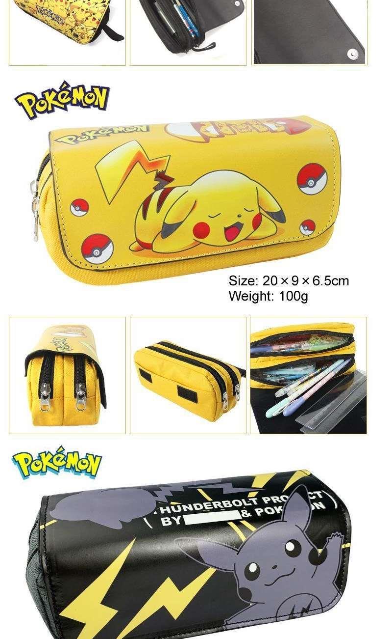 神奇皮卡丘文具盒小学生男笔袋大容量双层翻盖初中生铅笔盒跑步加橡皮