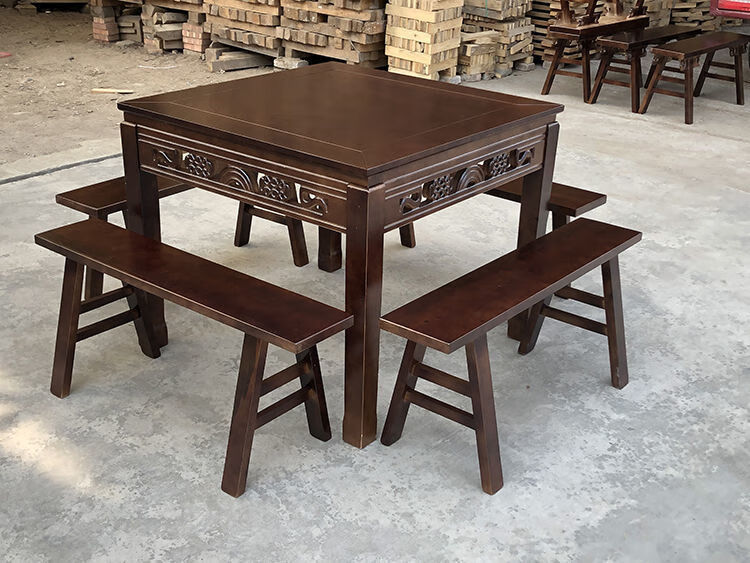 实木餐桌椅组合家用八仙桌仿古四方桌餐厅饭店面馆商用正方形餐桌款式