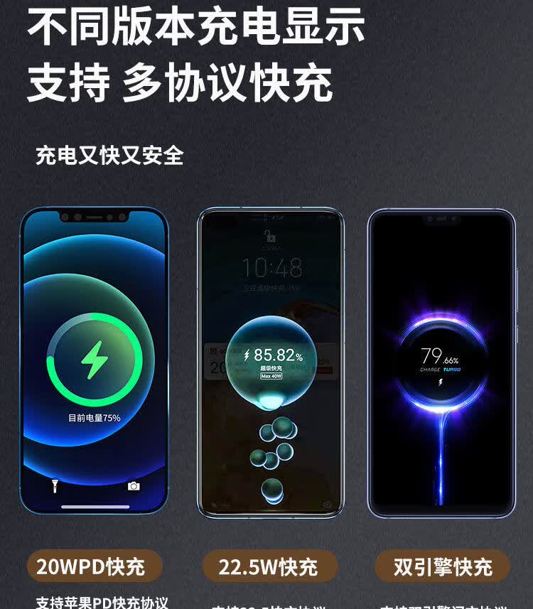 华为huawei适用超级快充225w充电宝2万毫安pd40w双向闪充手机通用移动
