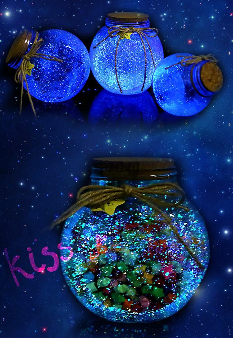 岙筱夜光许愿瓶荧光星空瓶玻璃瓶幸运星瓶星星瓶发光瓶生日礼物中号可