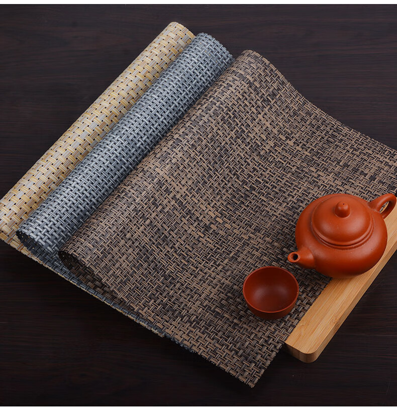 配件茶席茶布垫防水茶台垫过滤网茶过滤垫茶垫布垫竹制粗纹咖啡色2张