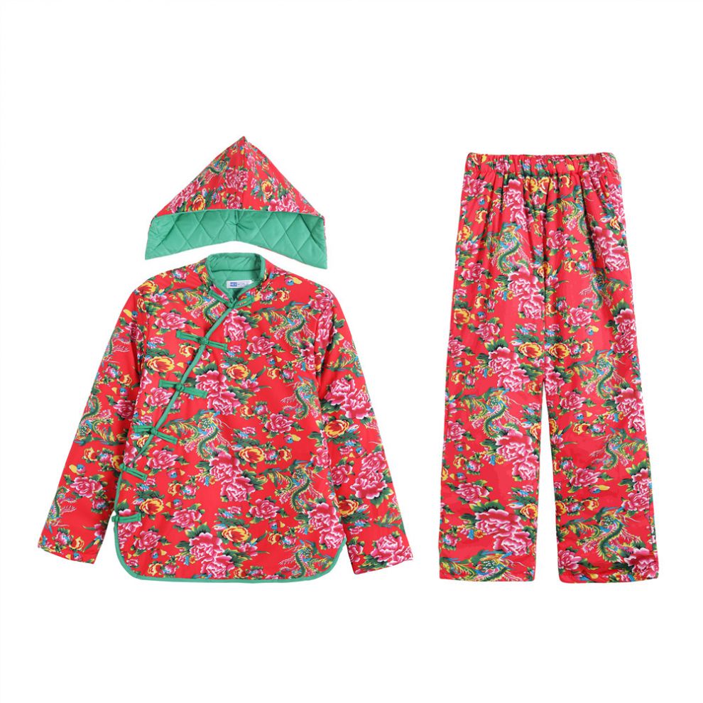 视频同款东北大花布衣服棉袄棉裤大花袄套装加厚棉衣女冬大棉袄民族风