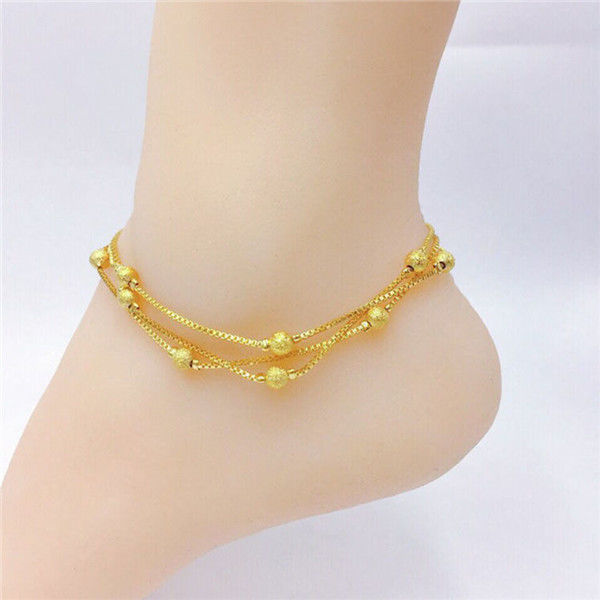 老凤祥款式24k黄金沙金脚链999足金脚饰蛇骨脚链新款女脚环纯金首饰
