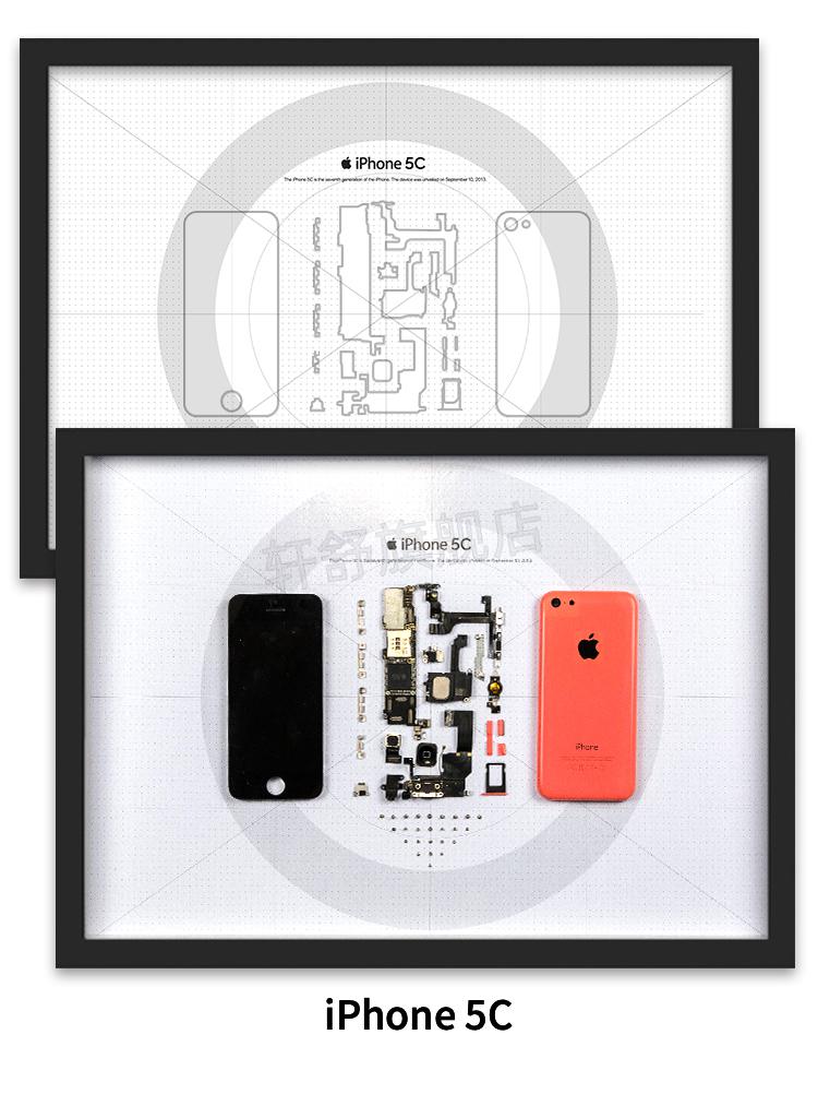 手机拆机装裱框适用于苹果手机拆机装裱工具图纸零件拆解收藏画框挂墙