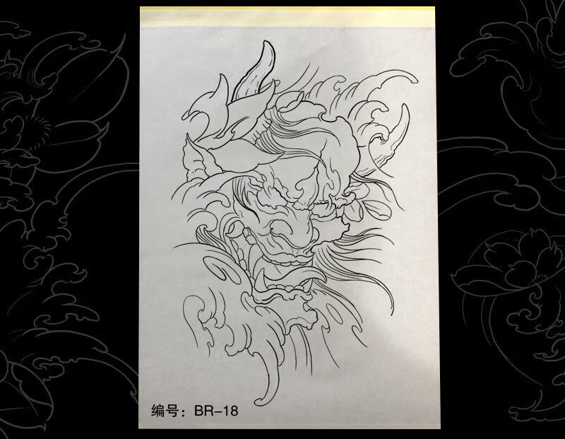 般若纹身贴般若纹身图案转印纸刹车手稿纹身图案线条定制印转膏满背