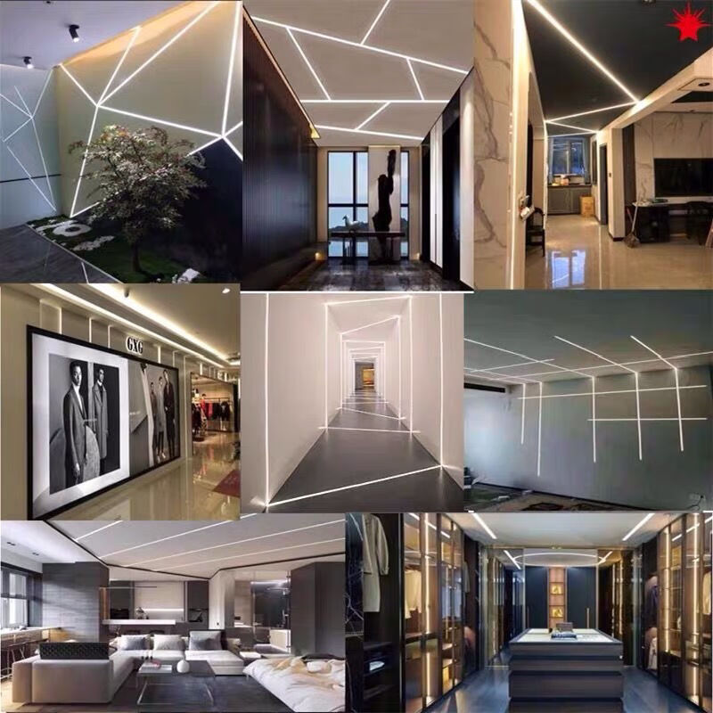 钛金条线条灯吊顶led线形灯嵌入式灯槽线性灯暗藏卡槽天花黑色15mm宽