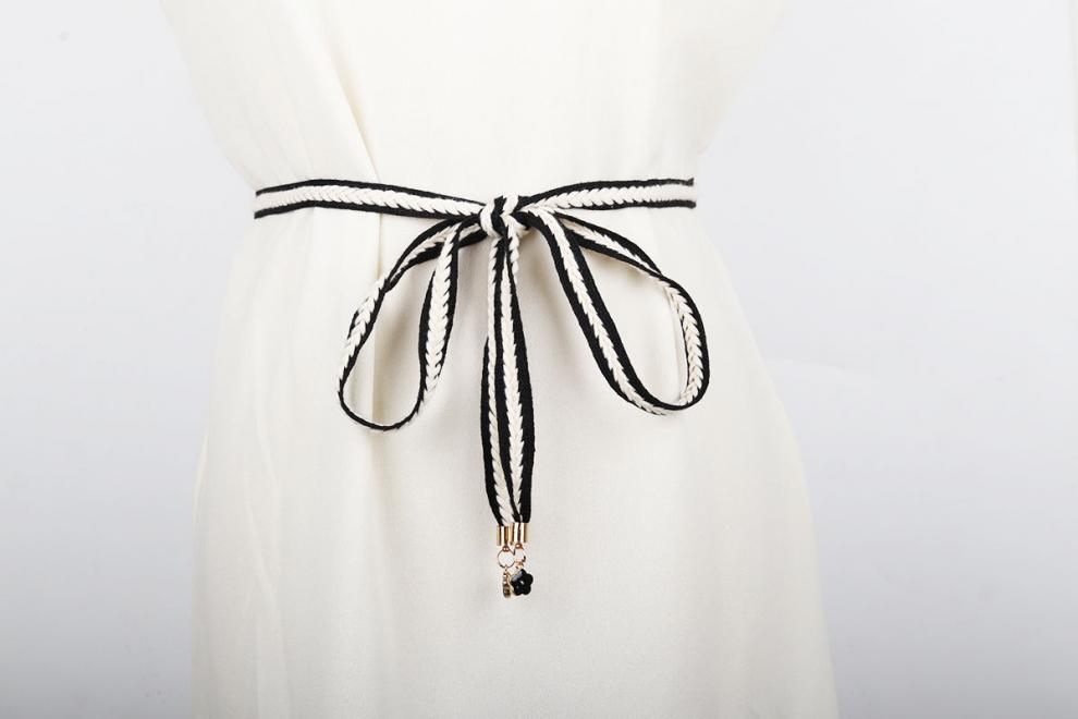 孤的新品腰绳女女士手工编织细腰带百搭裙子装饰细皮带韩版打结裙带