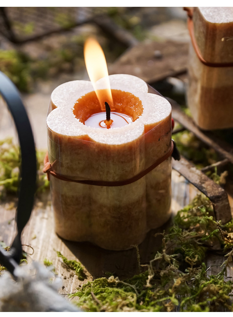 圣诞香薫蜡烛圆柱形花形 浪漫烛光晚餐生日结婚礼物无烟 多层香薰蜡烛