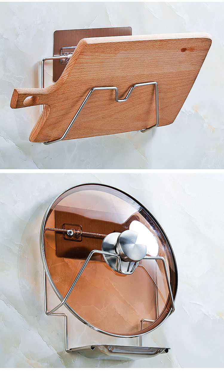 免打孔不锈钢锅盖架壁挂厨房用品厨房置物架收纳架放锅盖的架子无接水