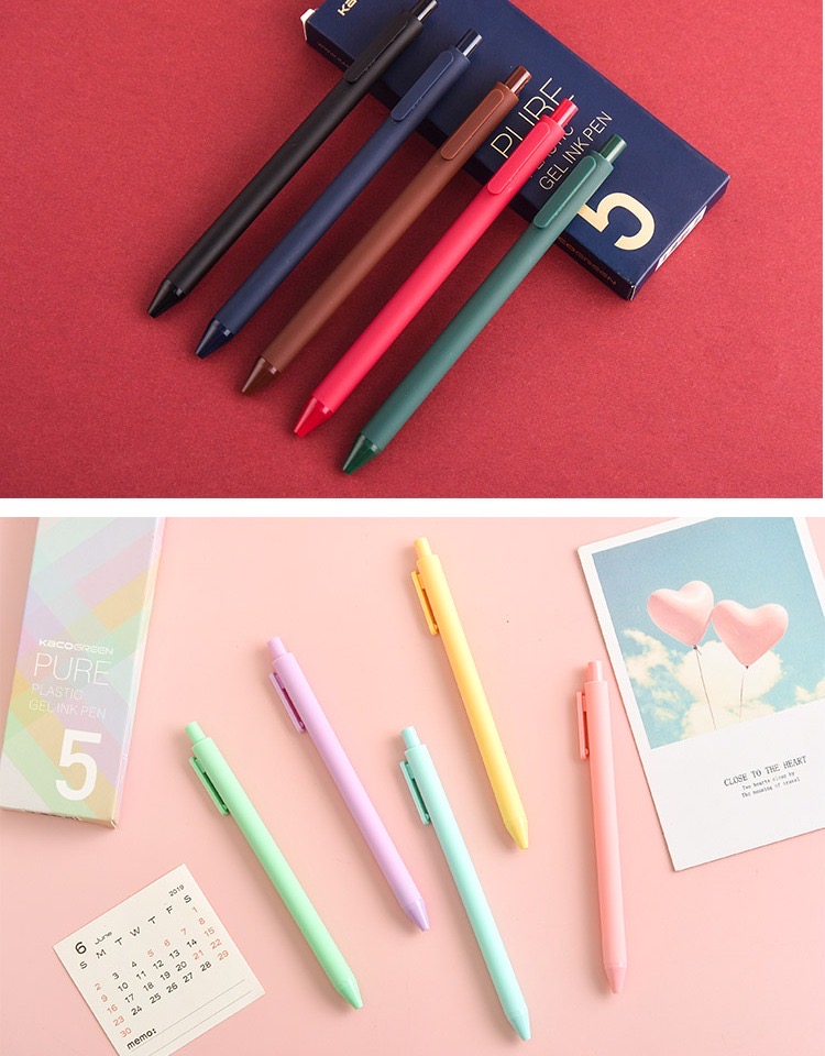 kaco中性笔按动彩色中性水笔芯0.