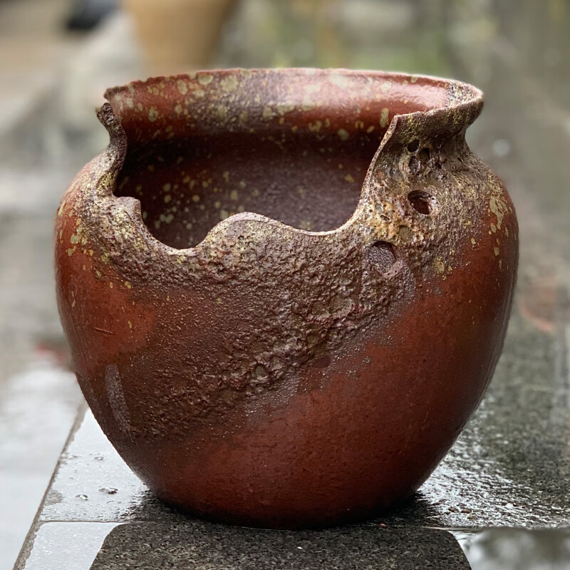 花盆高切口多肉花盆缺口粗陶多肉植物陶瓷特大陶罐法师小老桩花盆卫亮