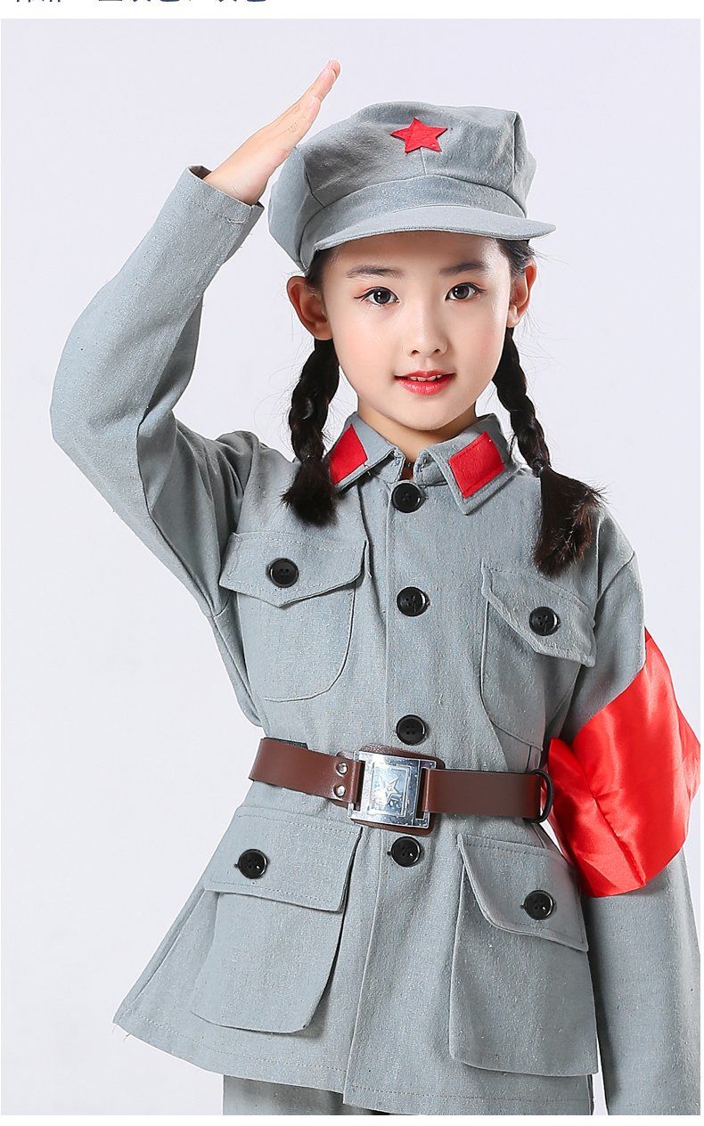 沙筱奕小红军衣服儿童演出服小孩红军演出服服65式闪闪红星抗战套装