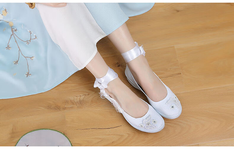 道花途汉服鞋子女古风百搭小白鞋搭配古装中国风古代汉元素儿童舞蹈
