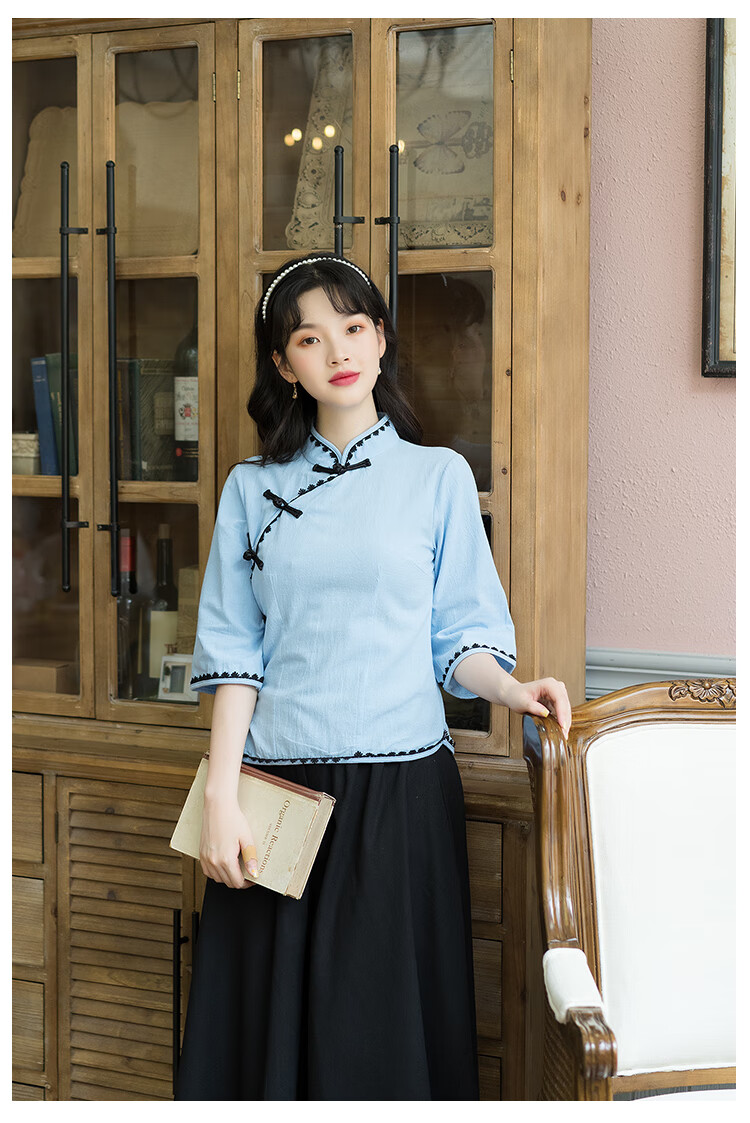 民国五四青年学生装毕业班服中式唐装套装中国风改良汉服旗袍上衣扣森