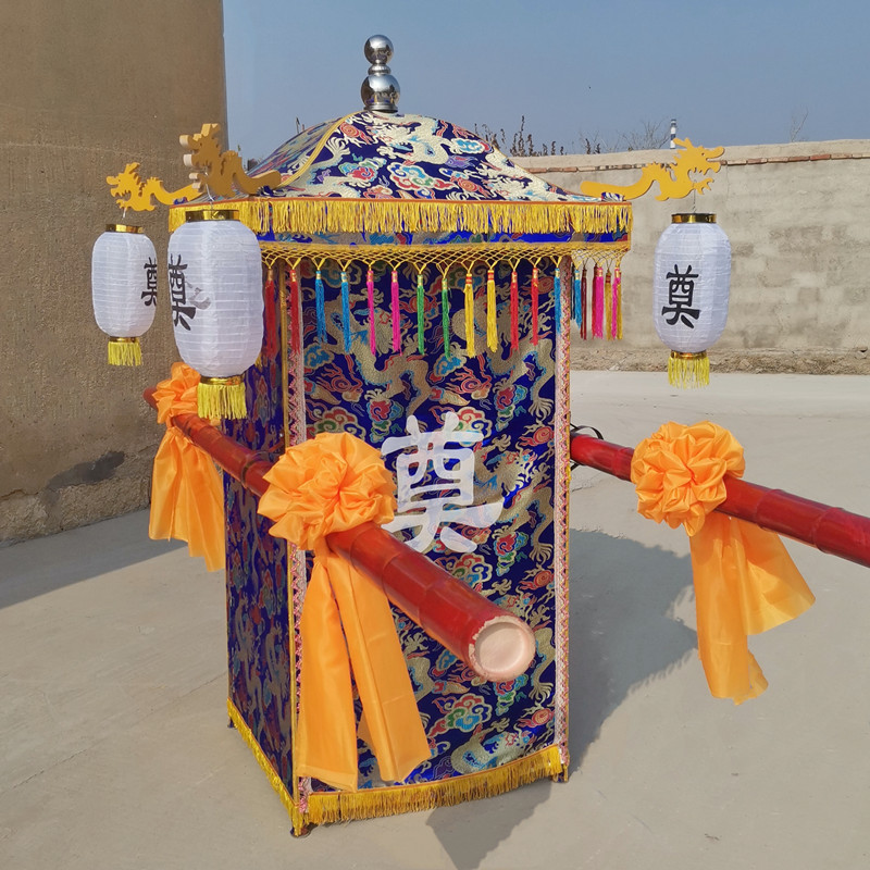 白事用品 白事花轿中式八抬折叠骨灰盒轿子加大款殡葬道具丧葬用品