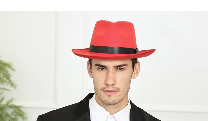 2022精选大檐礼帽男黑色秋冬复古绅士帽上海滩帽子新郞结婚帽子英伦