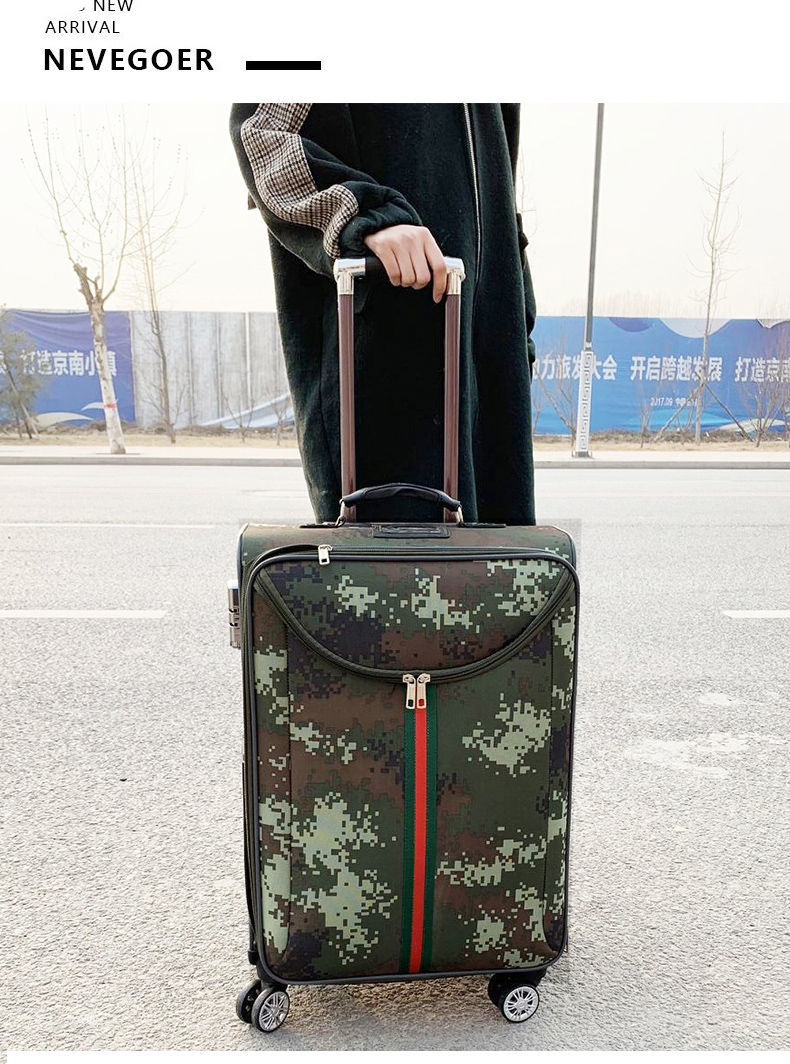 迷彩行李箱24英寸牛津布拉杆箱武色旅行箱入退伍批量可打logo 24寸