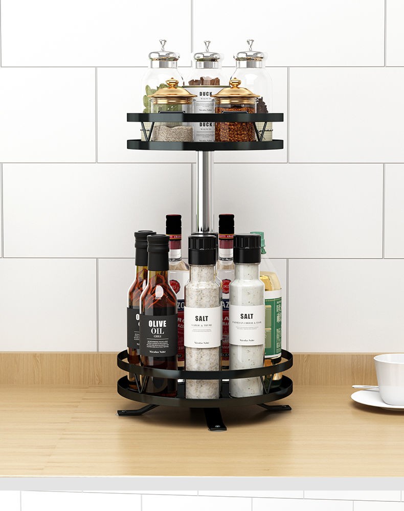 觅宝曼厨房置物架旋转式调料盒收纳盒调料架旋转置物架调料瓶佐料瓶
