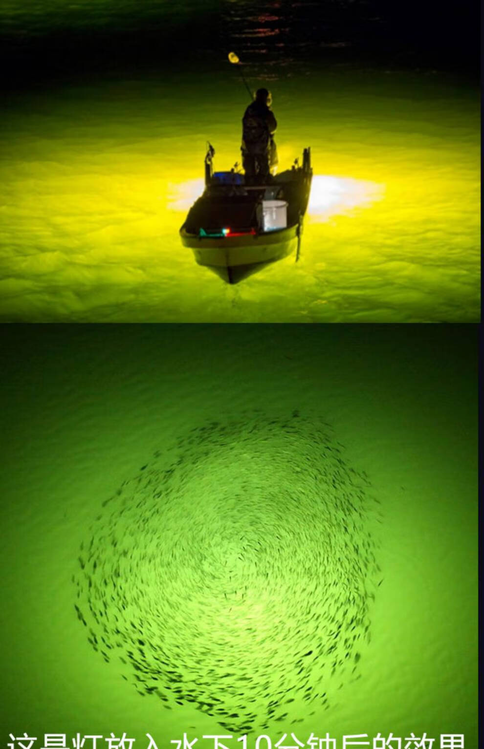 筏钓水下诱鱼灯 鱿鱼翘嘴海钓集鱼筏钓灯12v水下诱鱼灯黄绿白光超亮