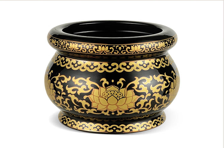 香炉供奉家用室佛佛堂佛具佛教用品插香陶瓷小香熏炉烧香炉碗 4寸黄石