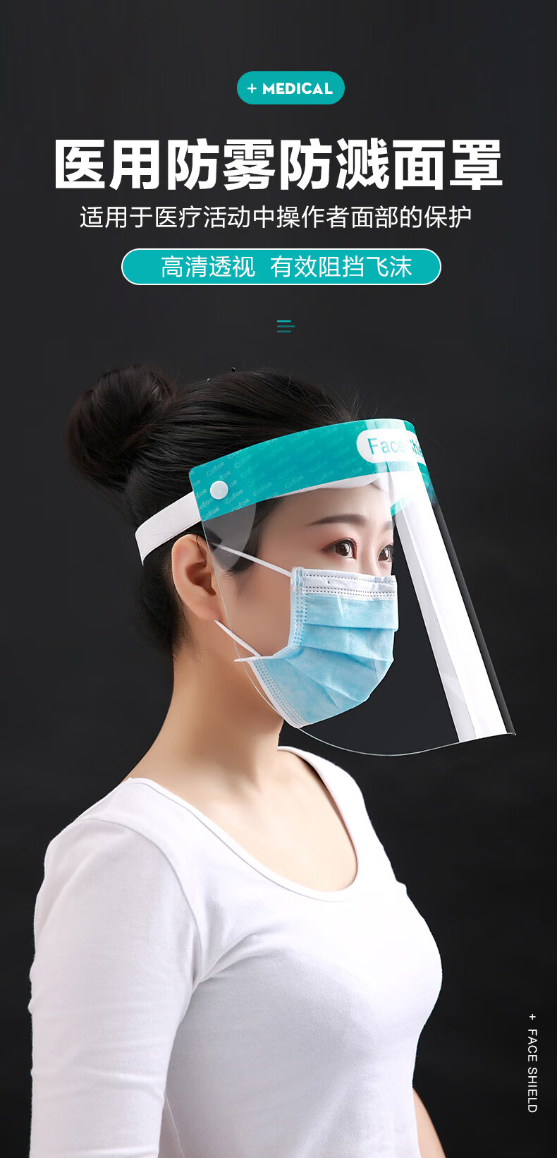 面罩医护全封闭护目镜疫情防疫隔离防护眼镜成人款防溅防雾面罩1件