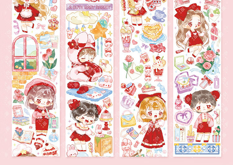 希玛闪闪特油手帐胶带整卷可爱卡通人物和纸手账贴纸ins装饰胶卷素材