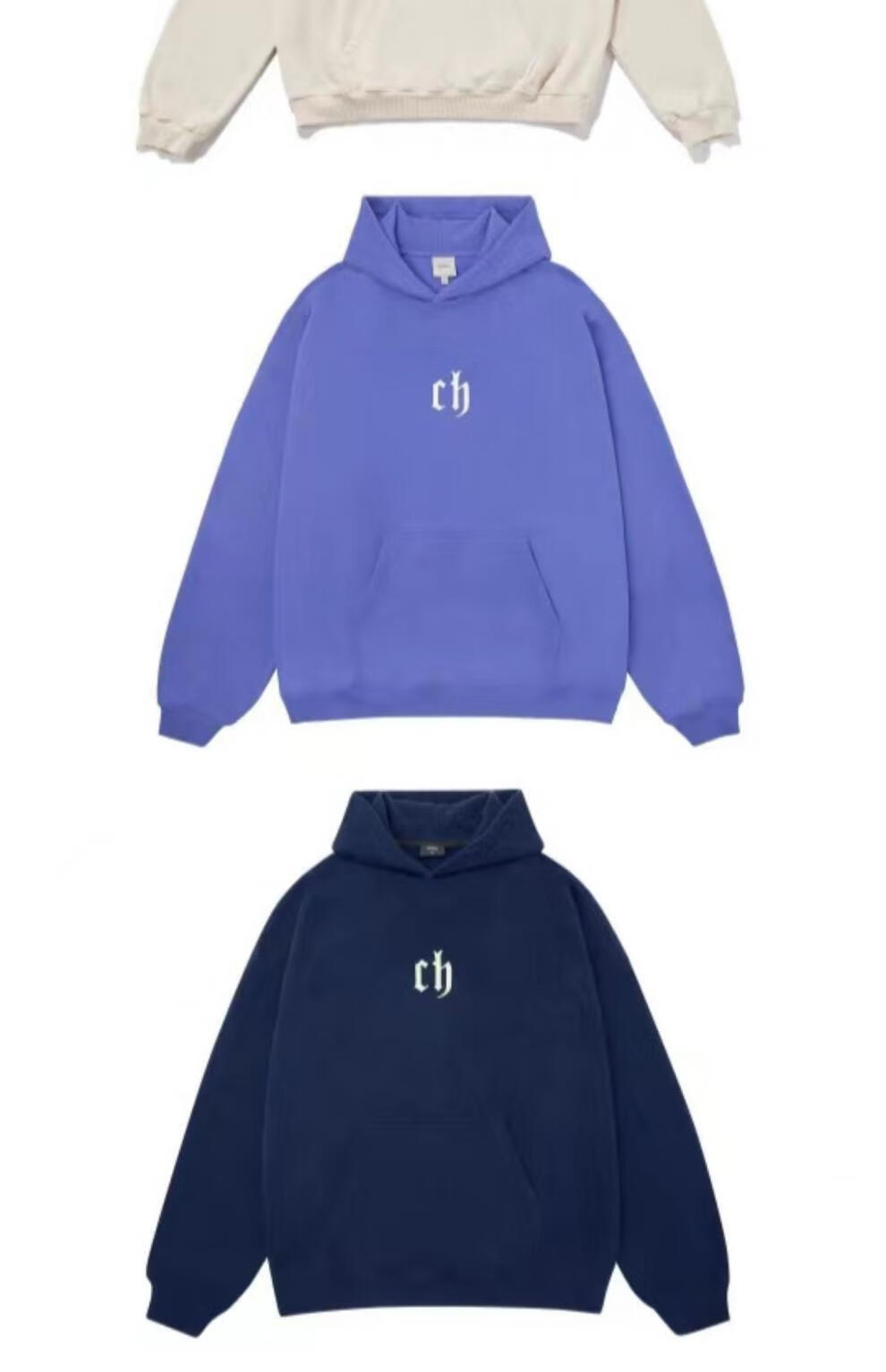 king prince cb 基础款字母纯色男生美式高街重磅连帽宽松休闲卫衣 款