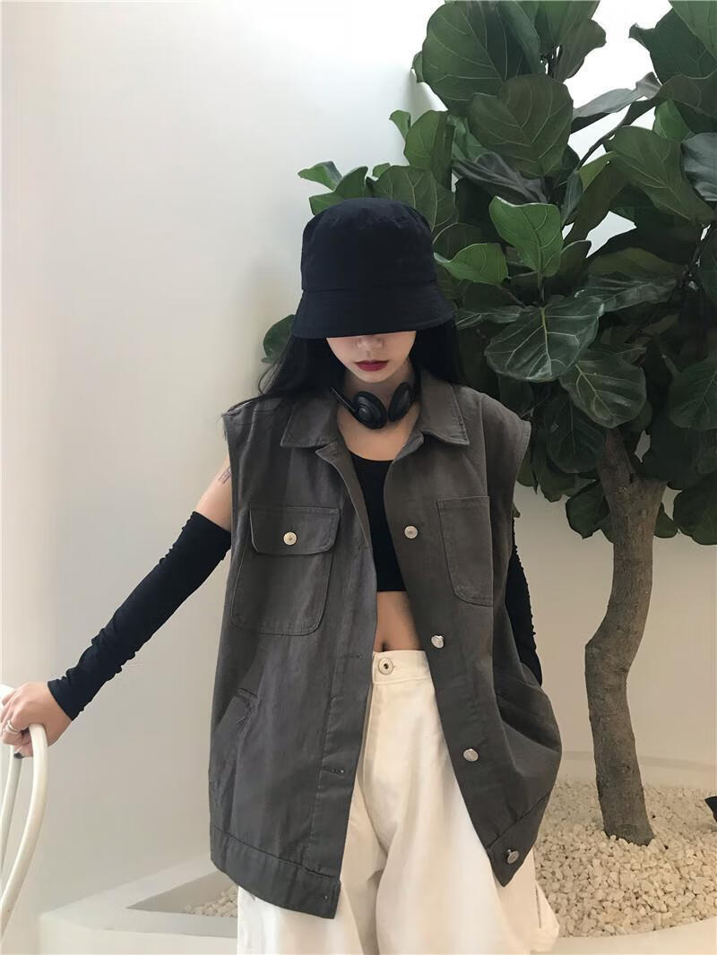 女装新款2021秋季新款韩版宽松百搭ins潮外穿工装马甲背心坎肩外套