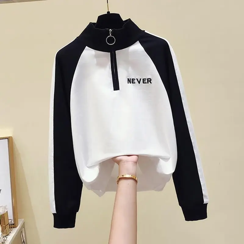 [Women's new style] Long-sleeved sweater spring women's Korean version loose thin coat tide ins spring and autumn women's 2021 new student top black XL 130 to 145 catties