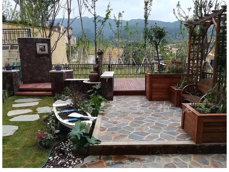 (定制)天然青石板冰裂纹庭院地砖网贴不规则墙砖广场院子户外滑地面砖