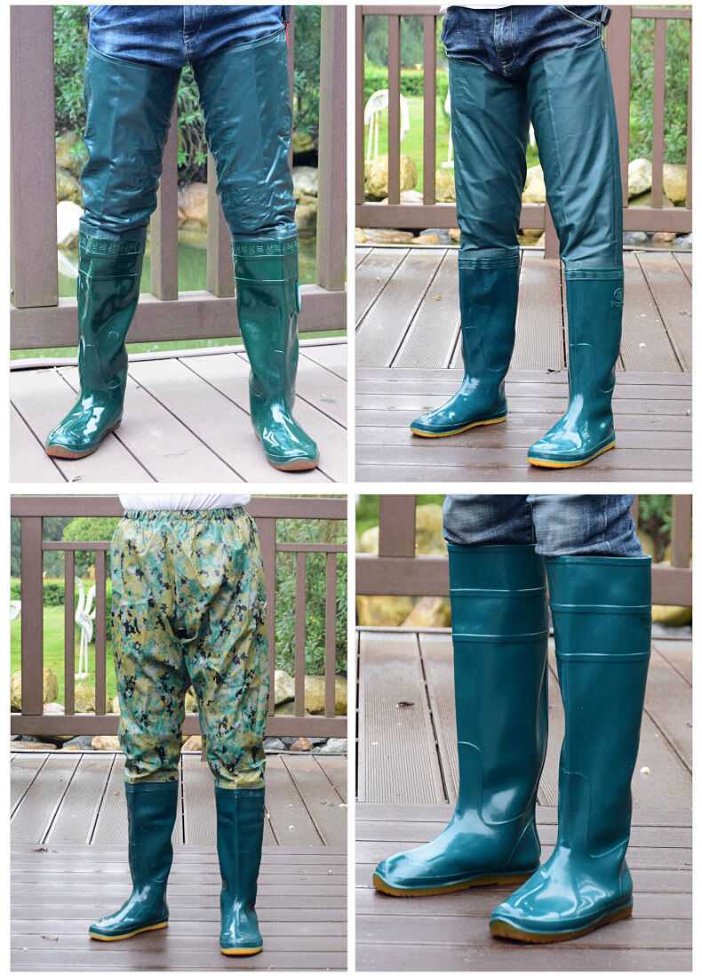 插秧水鞋插秧水鞋软底下田水靴高筒雨鞋男长筒雨靴过膝雨裤捕鱼下水裤