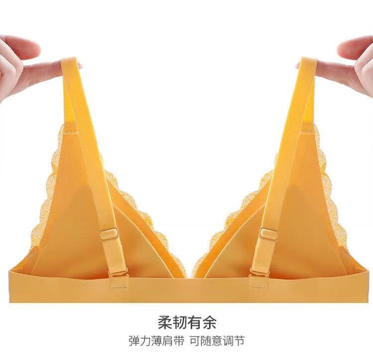 105795-【亲肤乳胶无痕内衣】2021新款泰国乳胶内衣女聚拢无痕无钢圈运动文胸吊带蕾丝美背大码内衣 氧气粉+丁茶肤 L码【适合100-115斤】-详情图