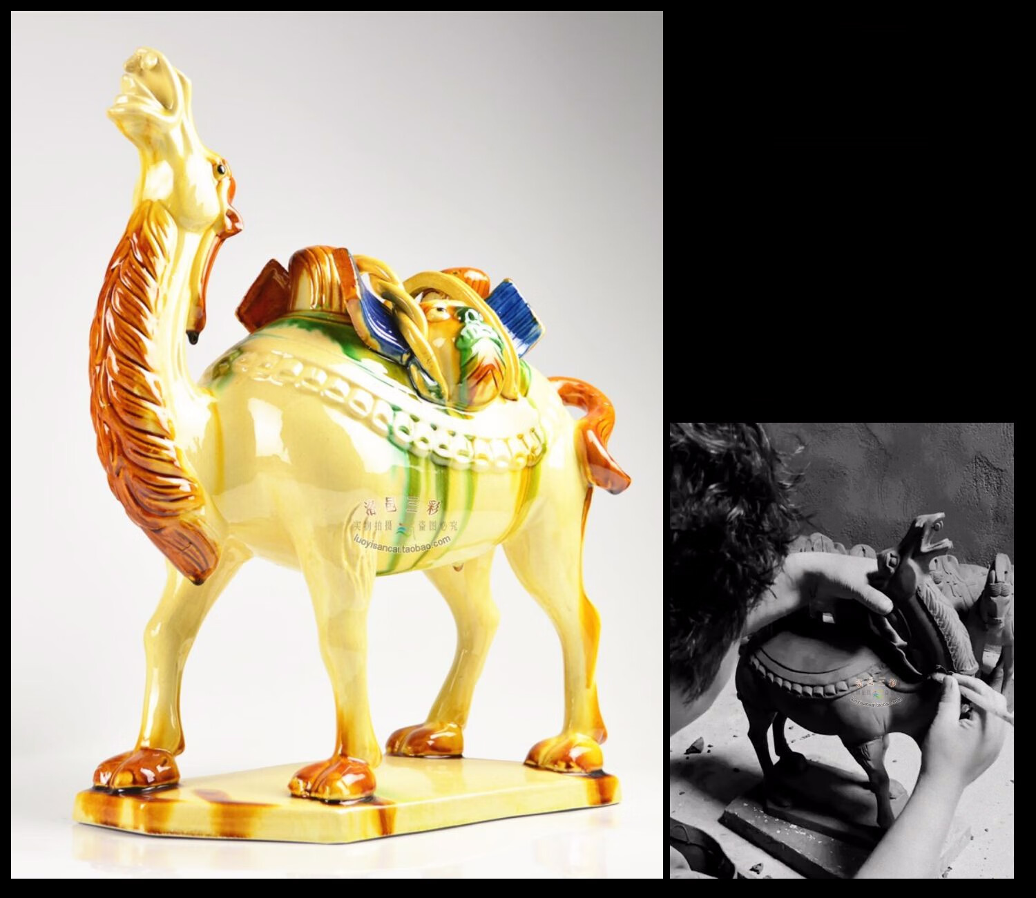 唐三彩手工陶瓷骆驼书房励志摆件民间手艺家居装饰工艺品旅游纪念品