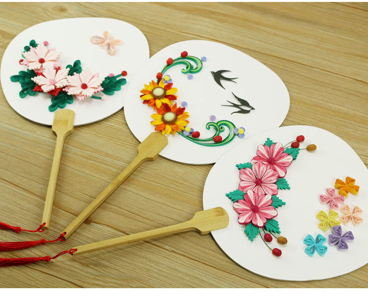 纸艺时代衍纸画团扇材料包中国风初学宫扇手工diy创意艺术套装左一仁