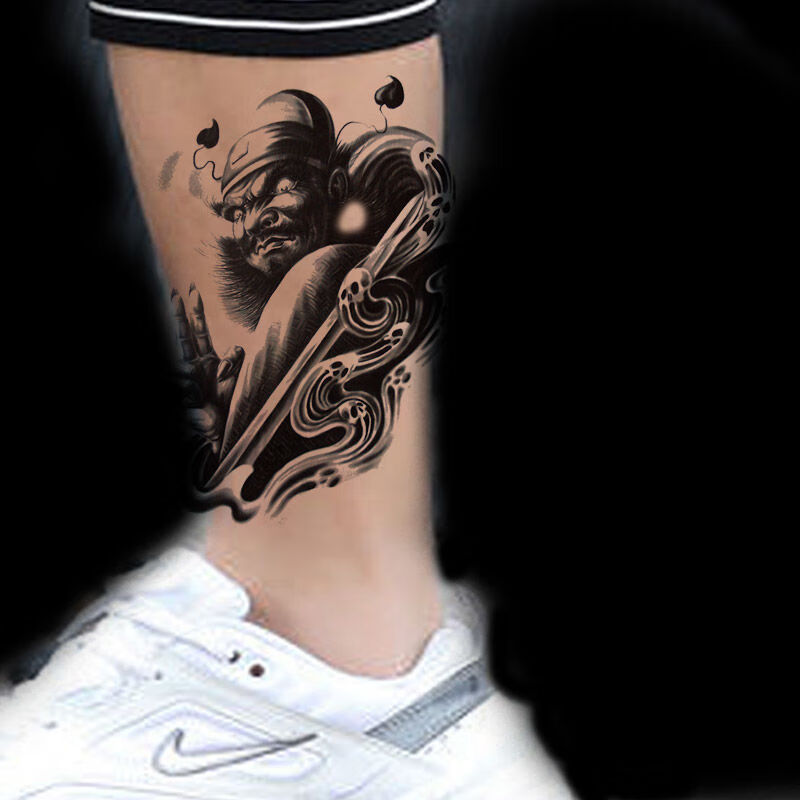 2022新款禾佳成防水纹身贴男纹身贴钟馗抓小鬼逼真纹身贴防水逼真半臂